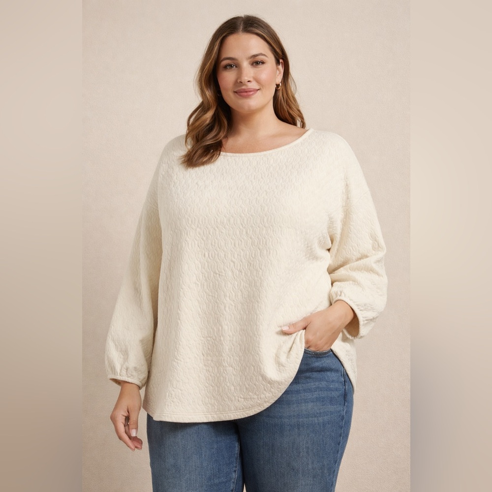 NWT Adrianna Papell Off-White Textured Sweatshirt